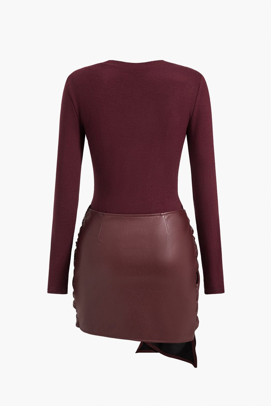 Robe Courte Simili-Cuir Col Rond