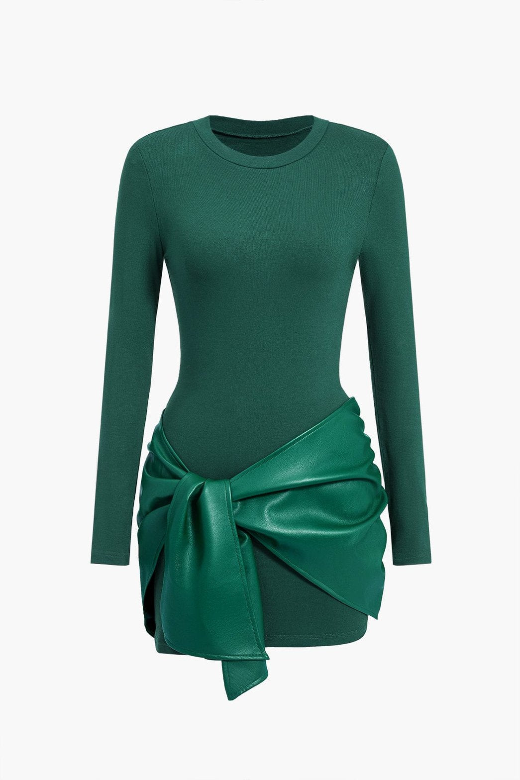 Robe Courte Simili-Cuir Col Rond