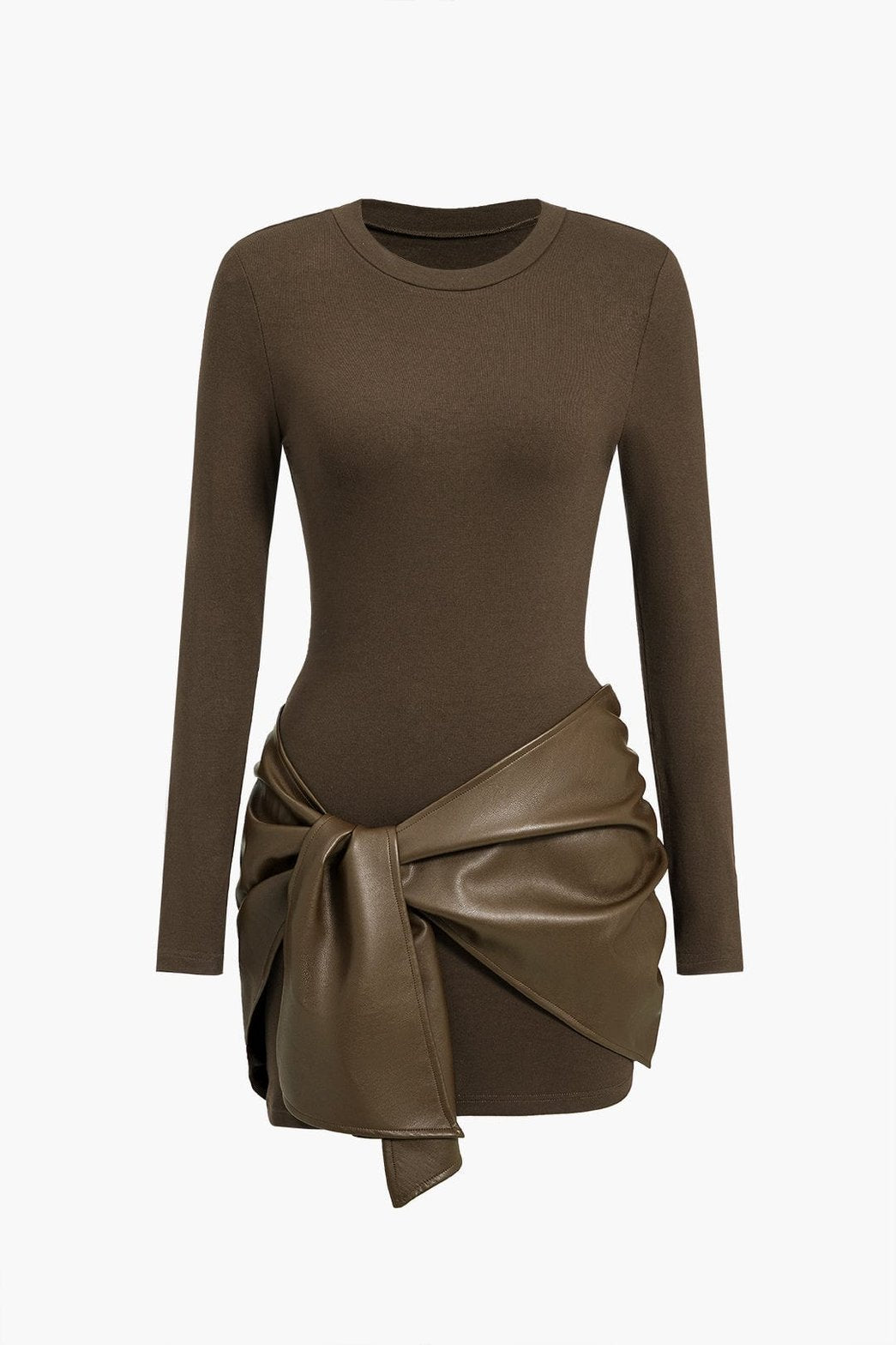 Robe Courte Simili-Cuir Col Rond