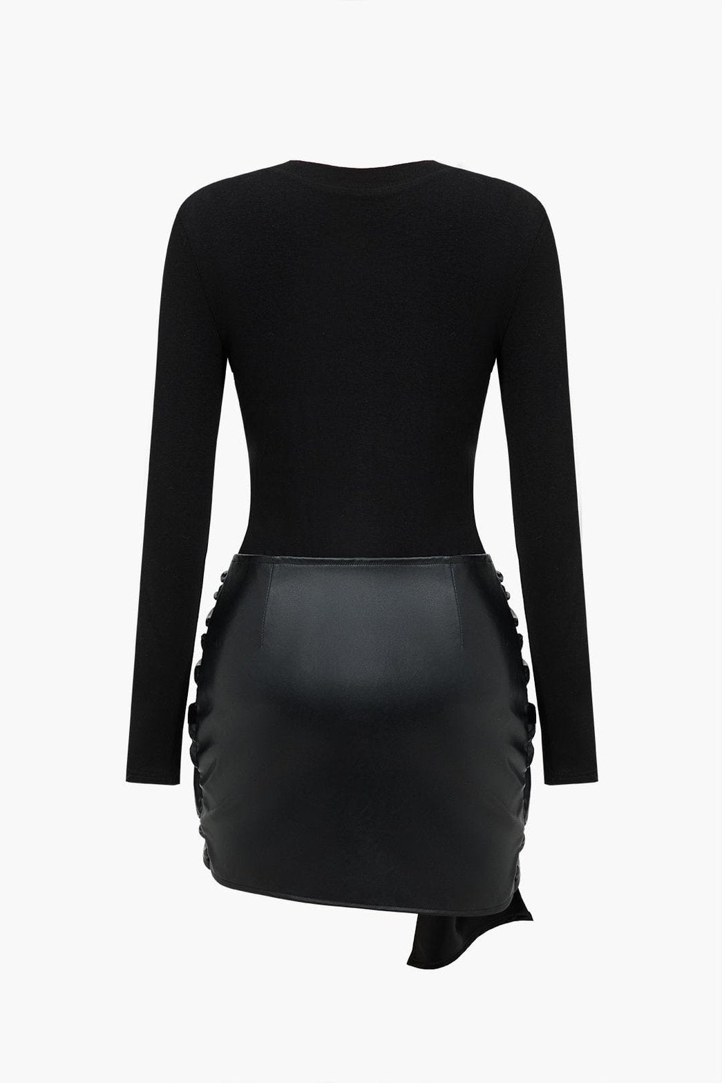 Robe Courte Simili-Cuir Col Rond