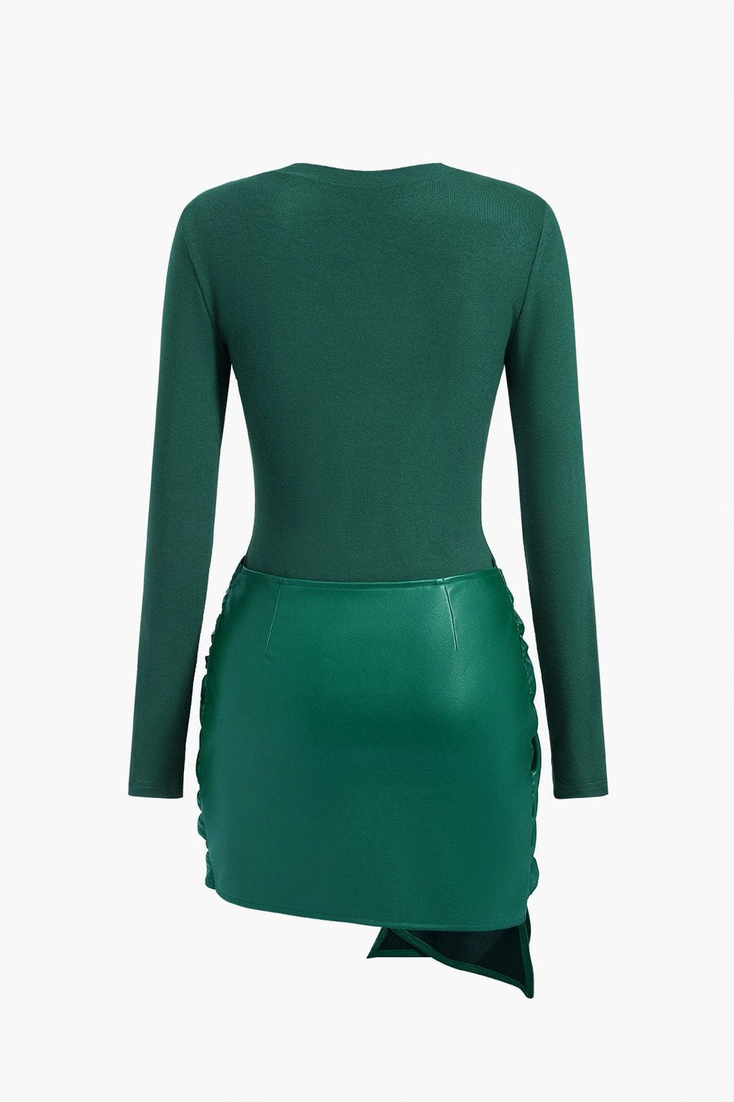 Robe Courte Simili-Cuir Col Rond