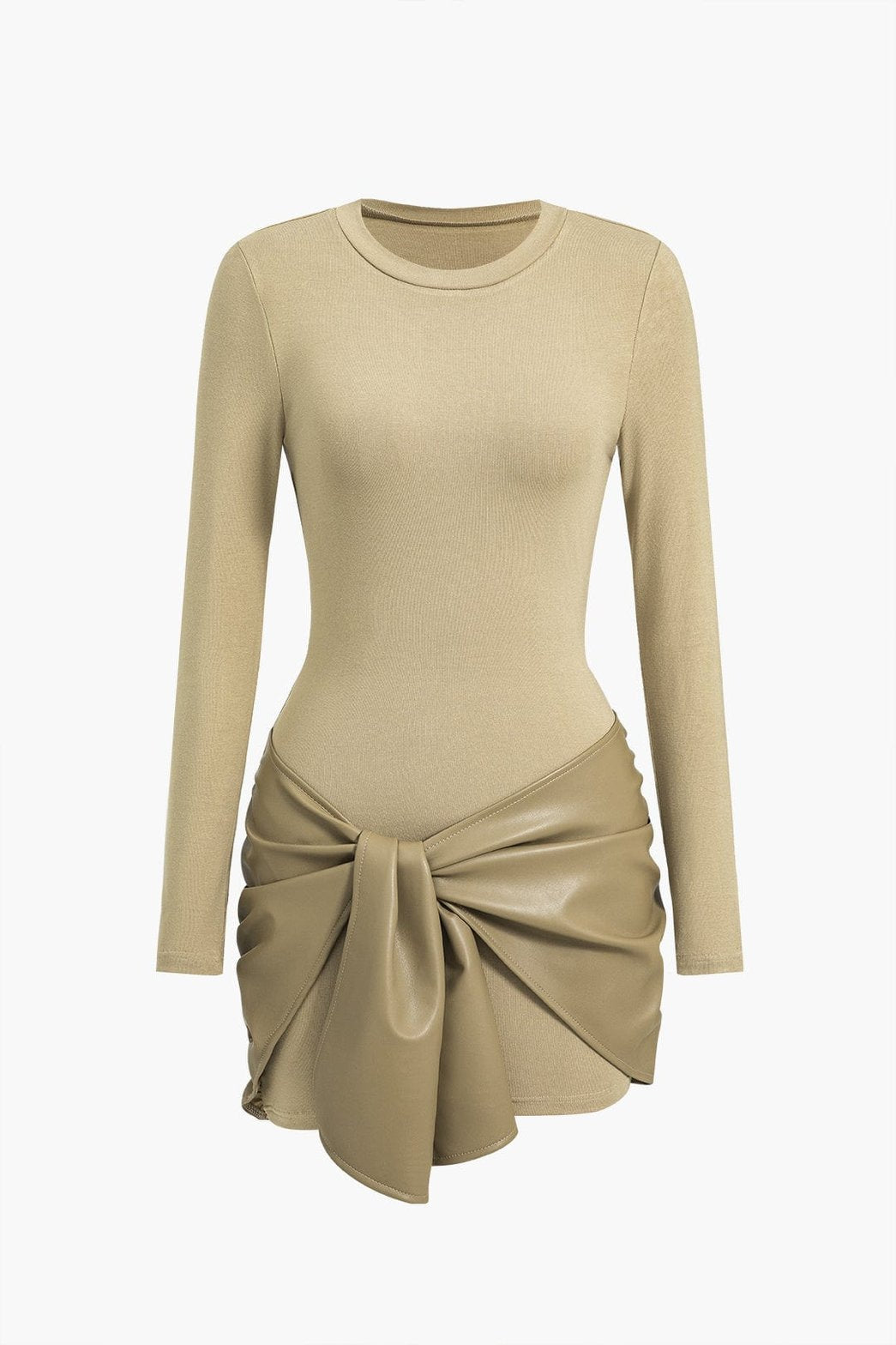 Robe Courte Simili-Cuir Col Rond