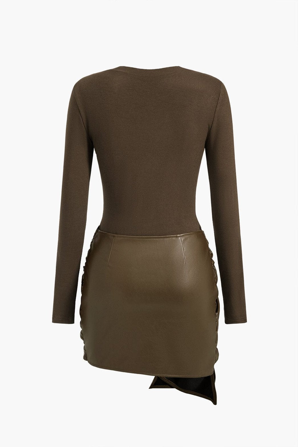 Robe Courte Simili-Cuir Col Rond