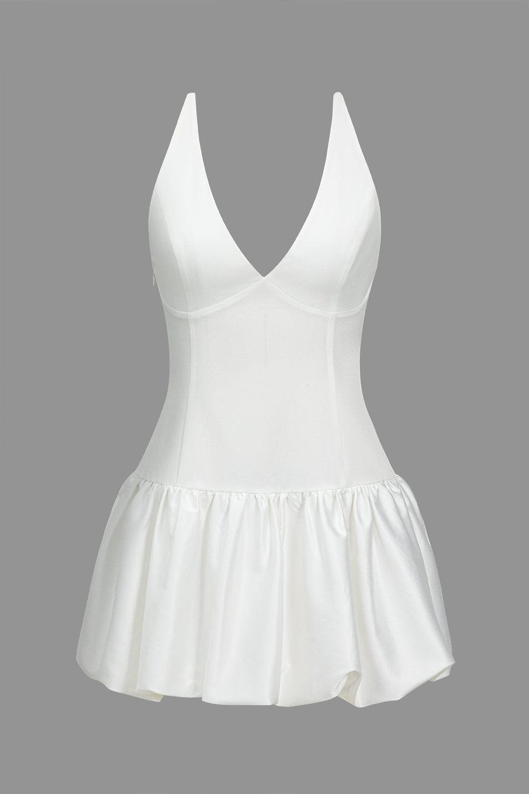 Robe courte blanche décolleté V bubble - Douceur