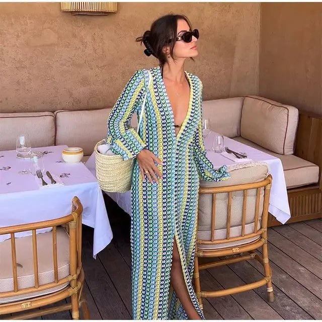 Robe longue élégante à manches évasées soleil