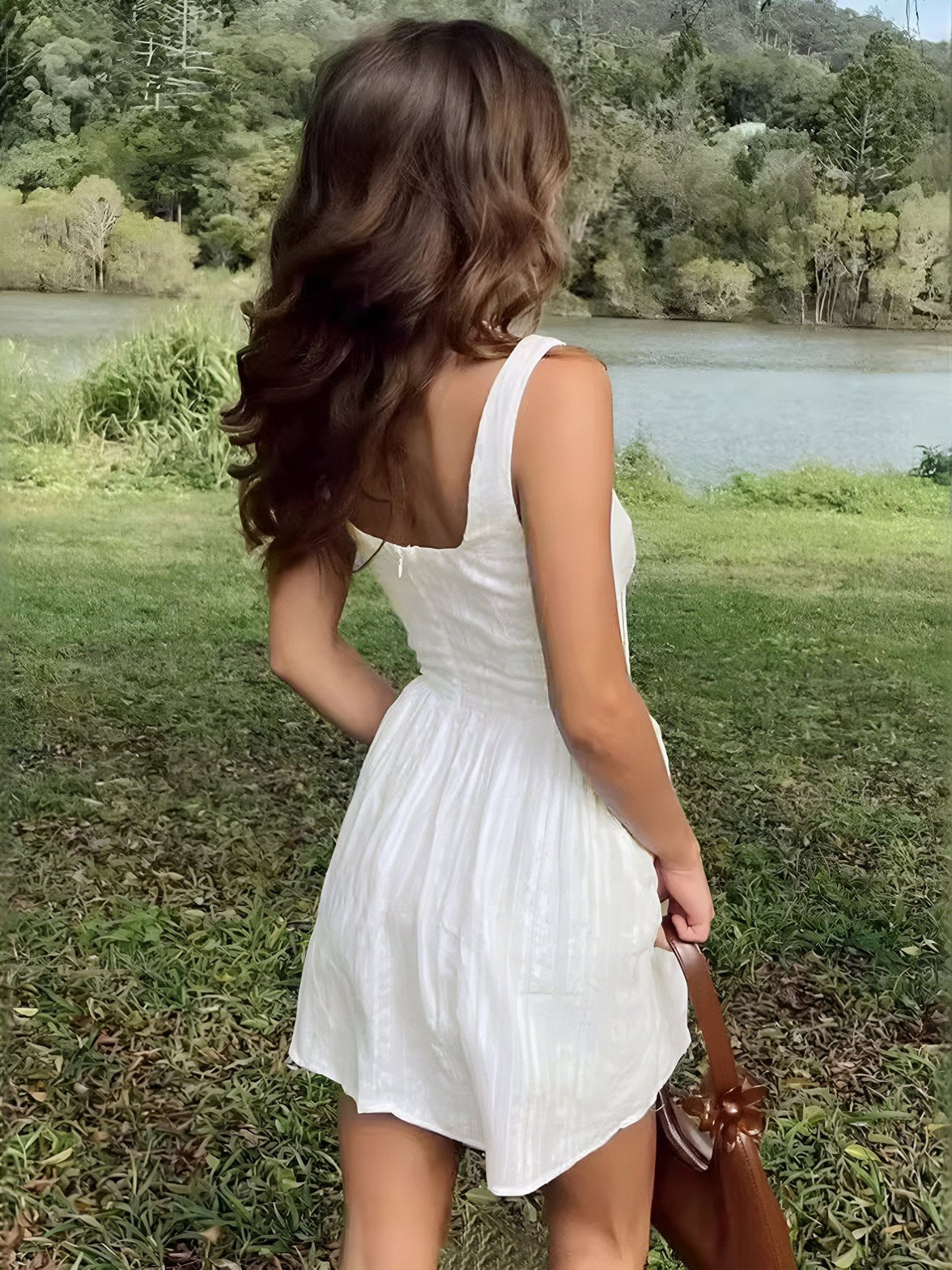 Robe blanche romantique vue détaillée harmonie