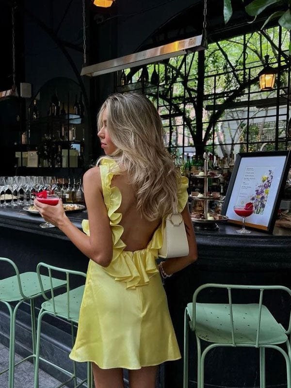 Robe jaune d'été vue de face zénith