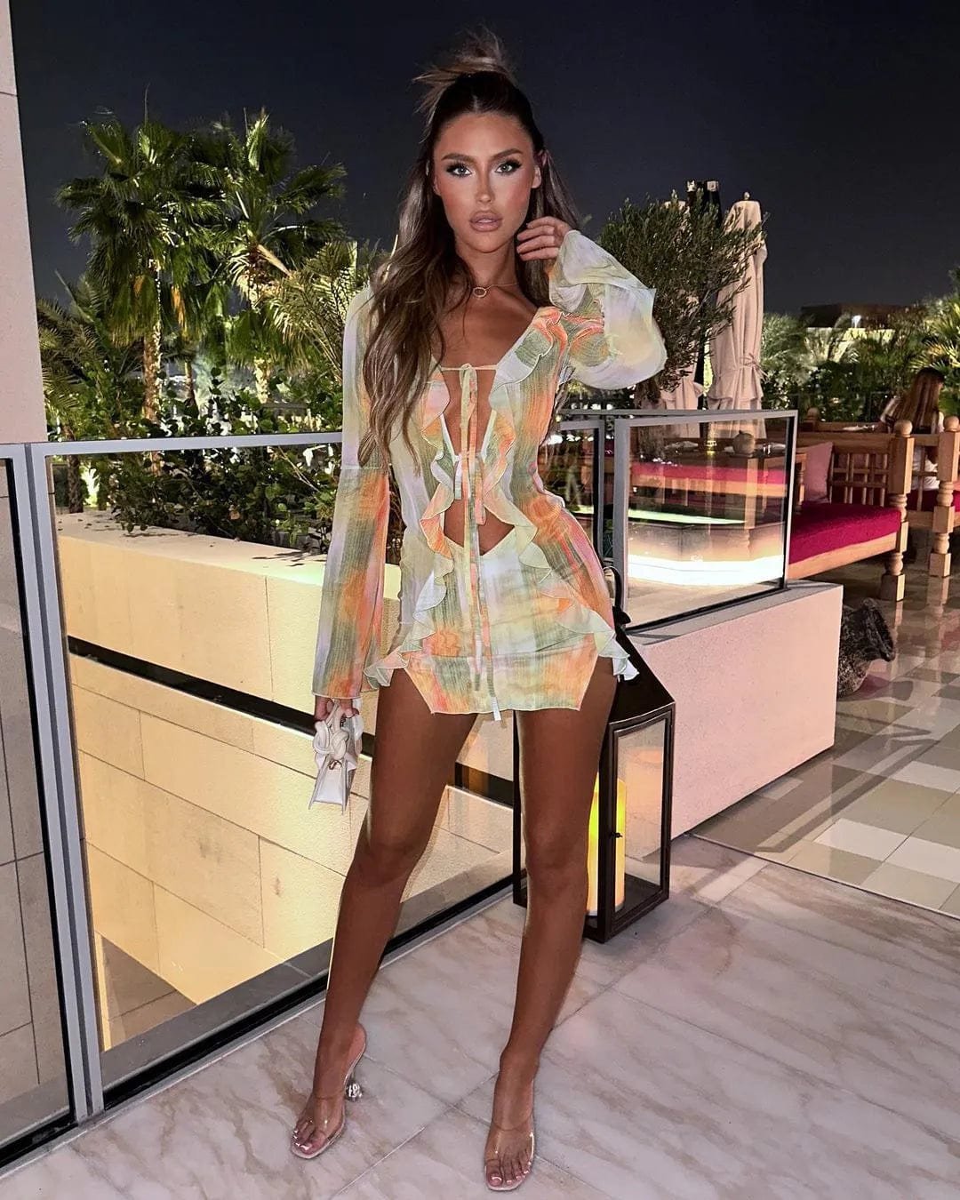 Robe de plage imprimée à volants soleil