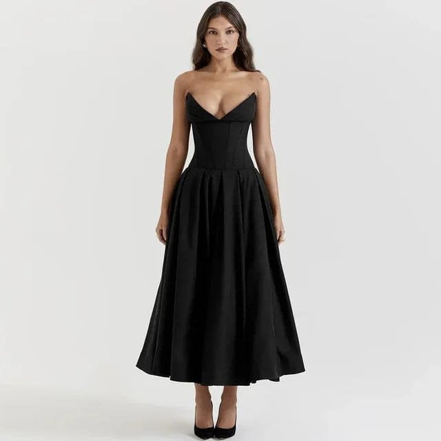 Robe bustier noire saphir