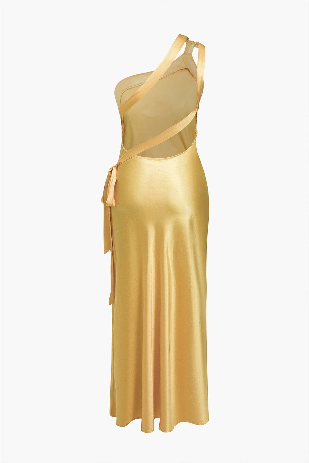 Robe asymétrique fendue jaune pâle océan