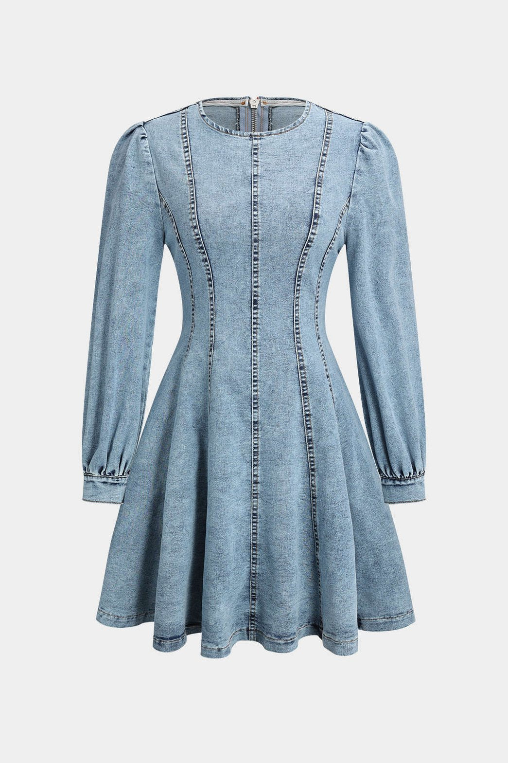 Robe denim style corset vue de face soleil