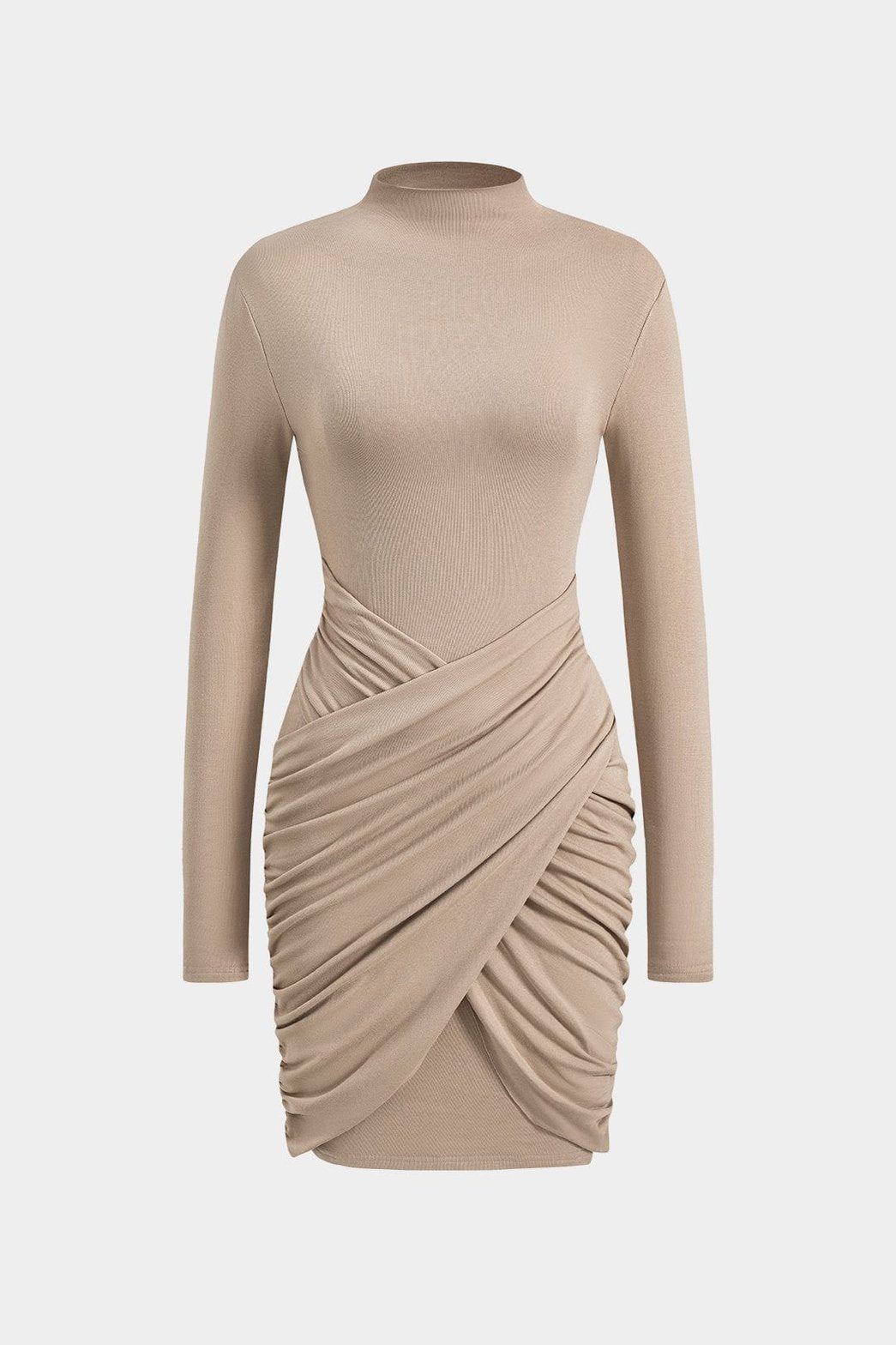 Robe courte drapée beige élégant papillon