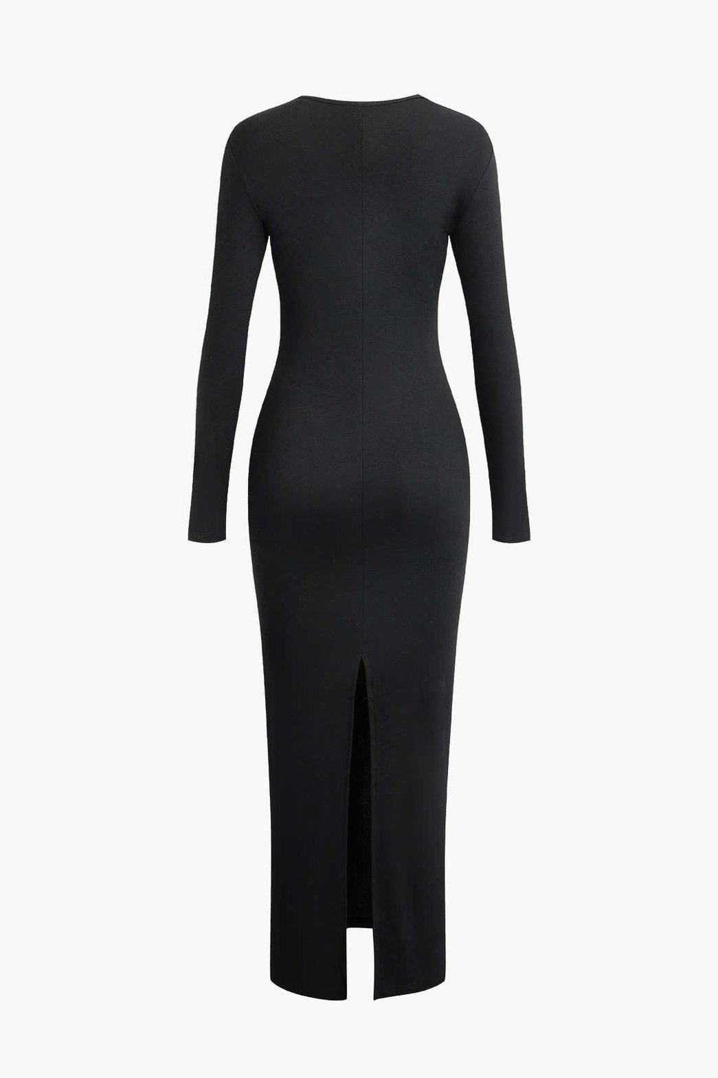Robe longue asymétrique noire vue de profil ocean