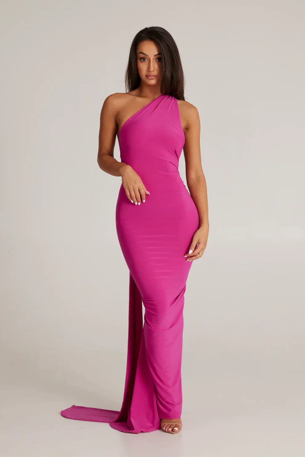 Robe de soirée rose moulante étoile