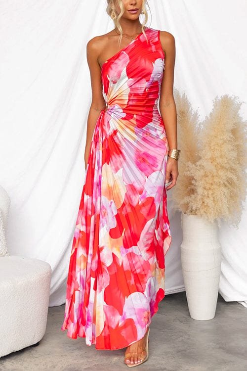 Robe d'été asymétrique rouge passion