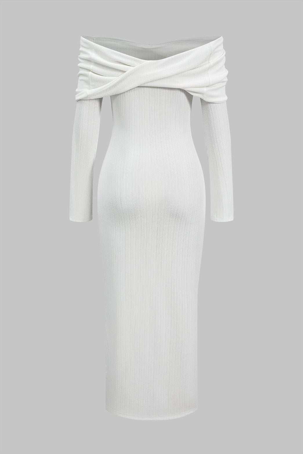 Robe maxi moulante blanche détail drapé cristal