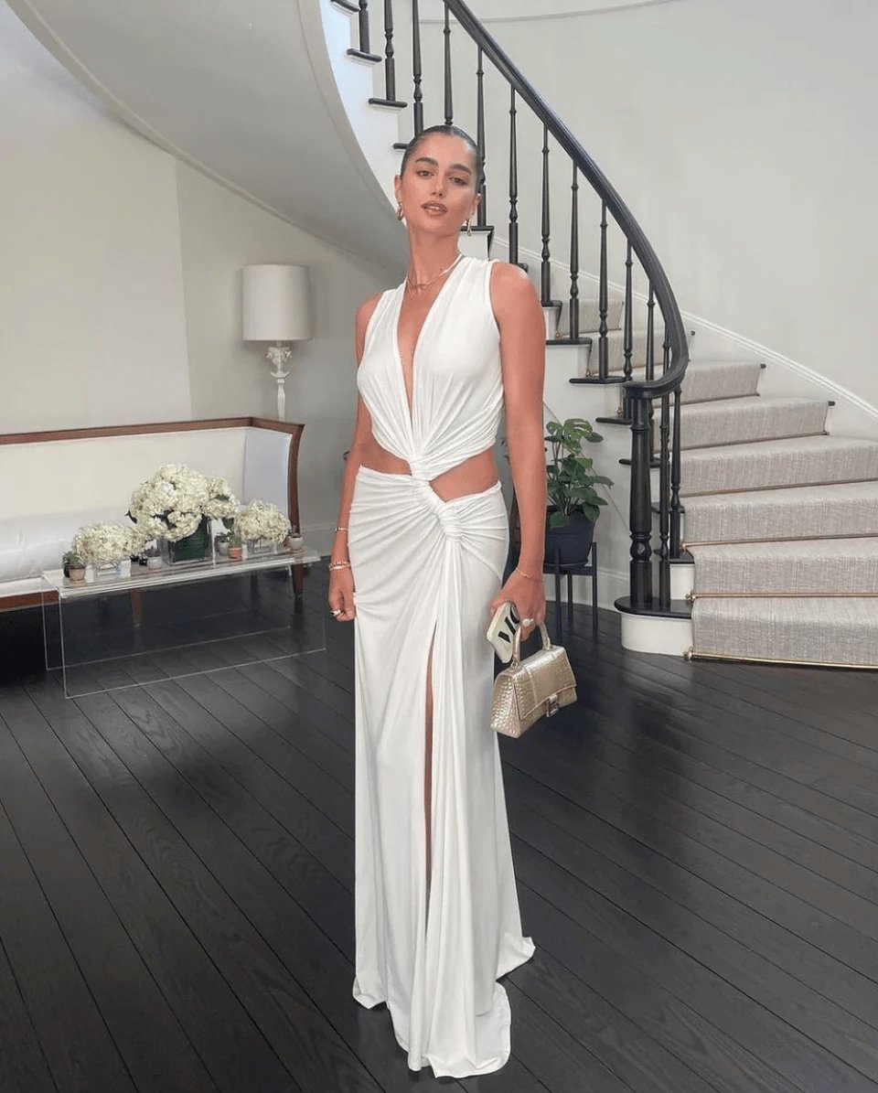 Robe fendue élégante crystal