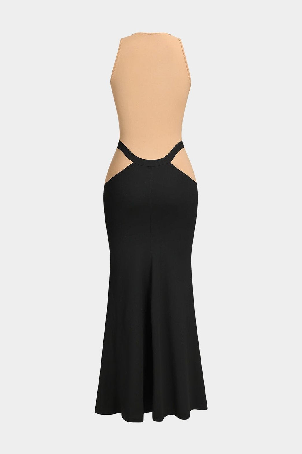 Robe longue bicolore sans manches vue de dos harmonie