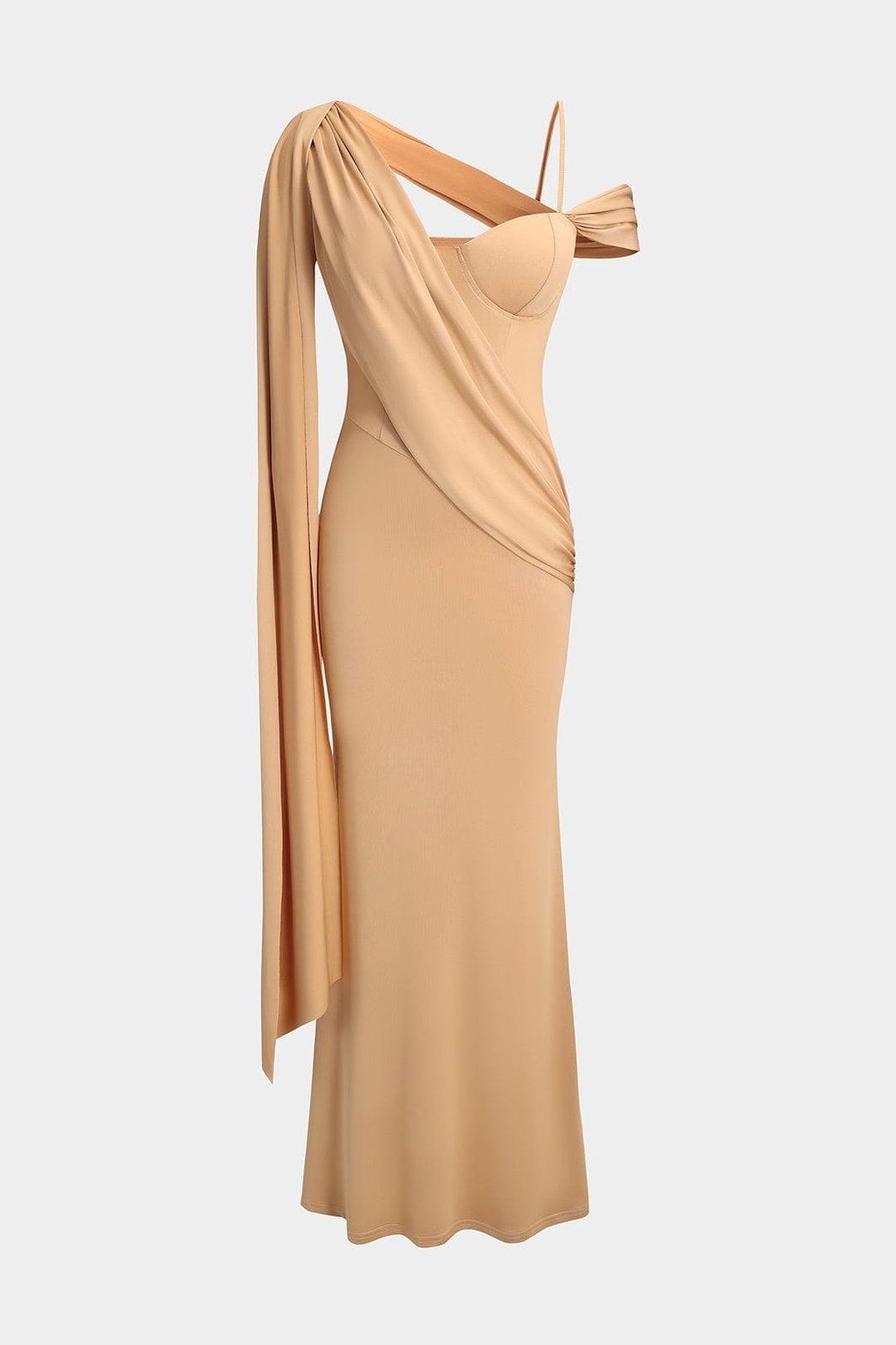 Robe longue bustier beige vue de face soleil