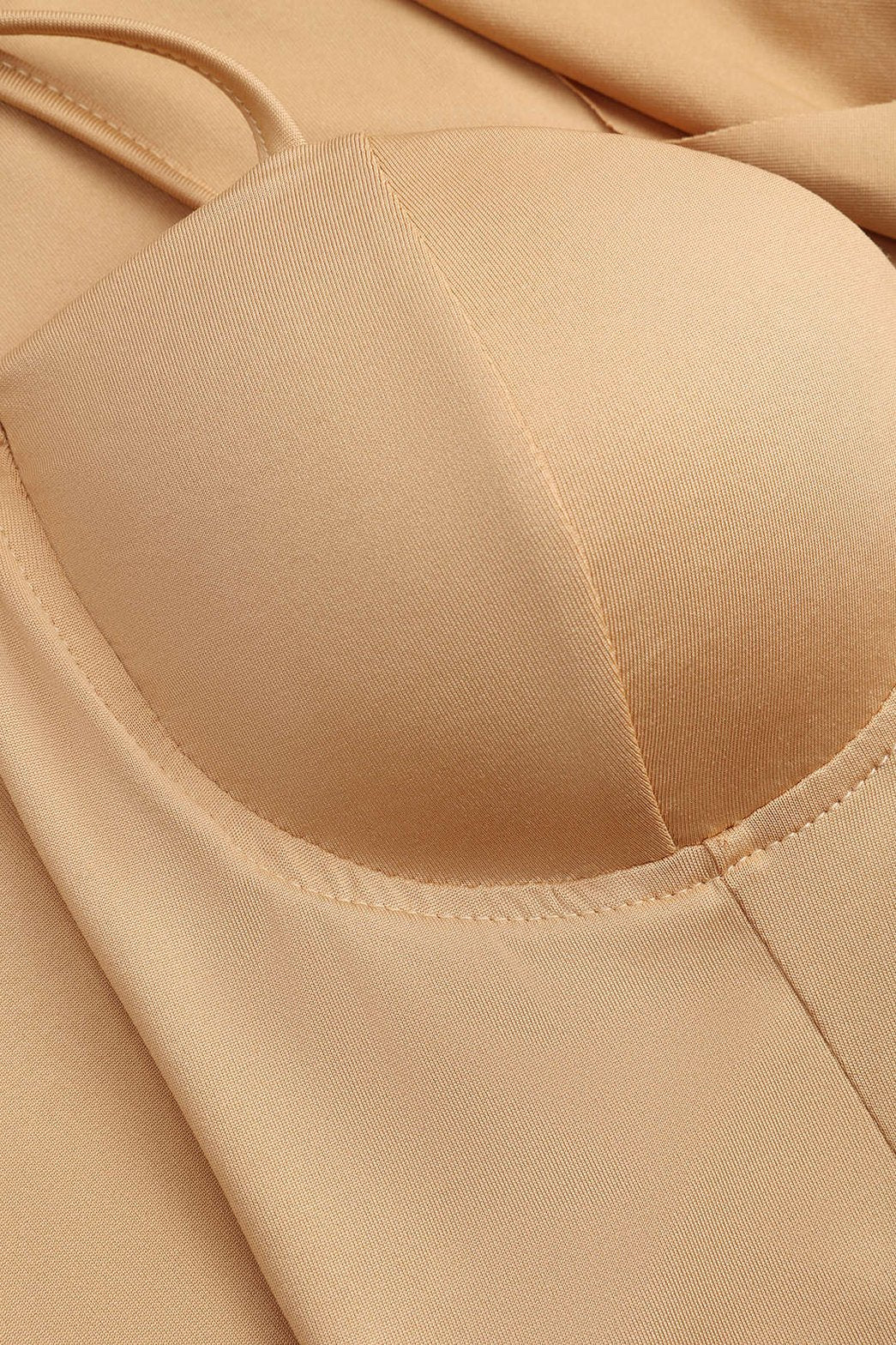 Robe longue bustier beige détail drapé lune