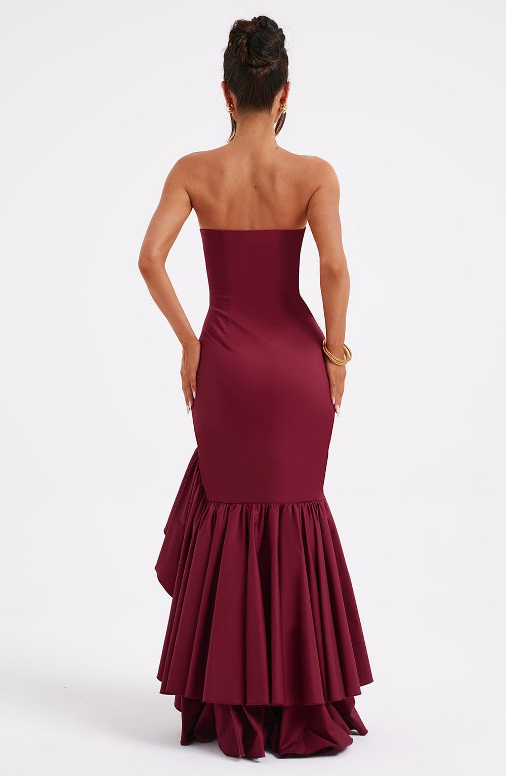 Robe longue bordeaux vue de dos - Soleil