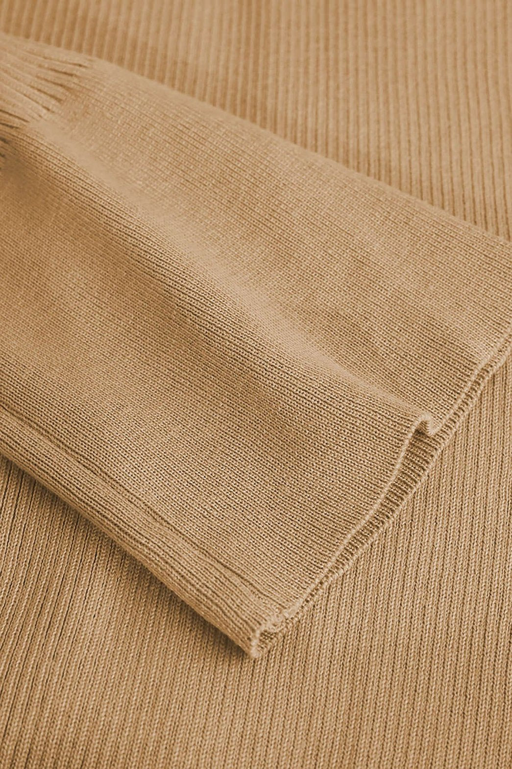 Robe Longue Côtelée Col Montant Élégante