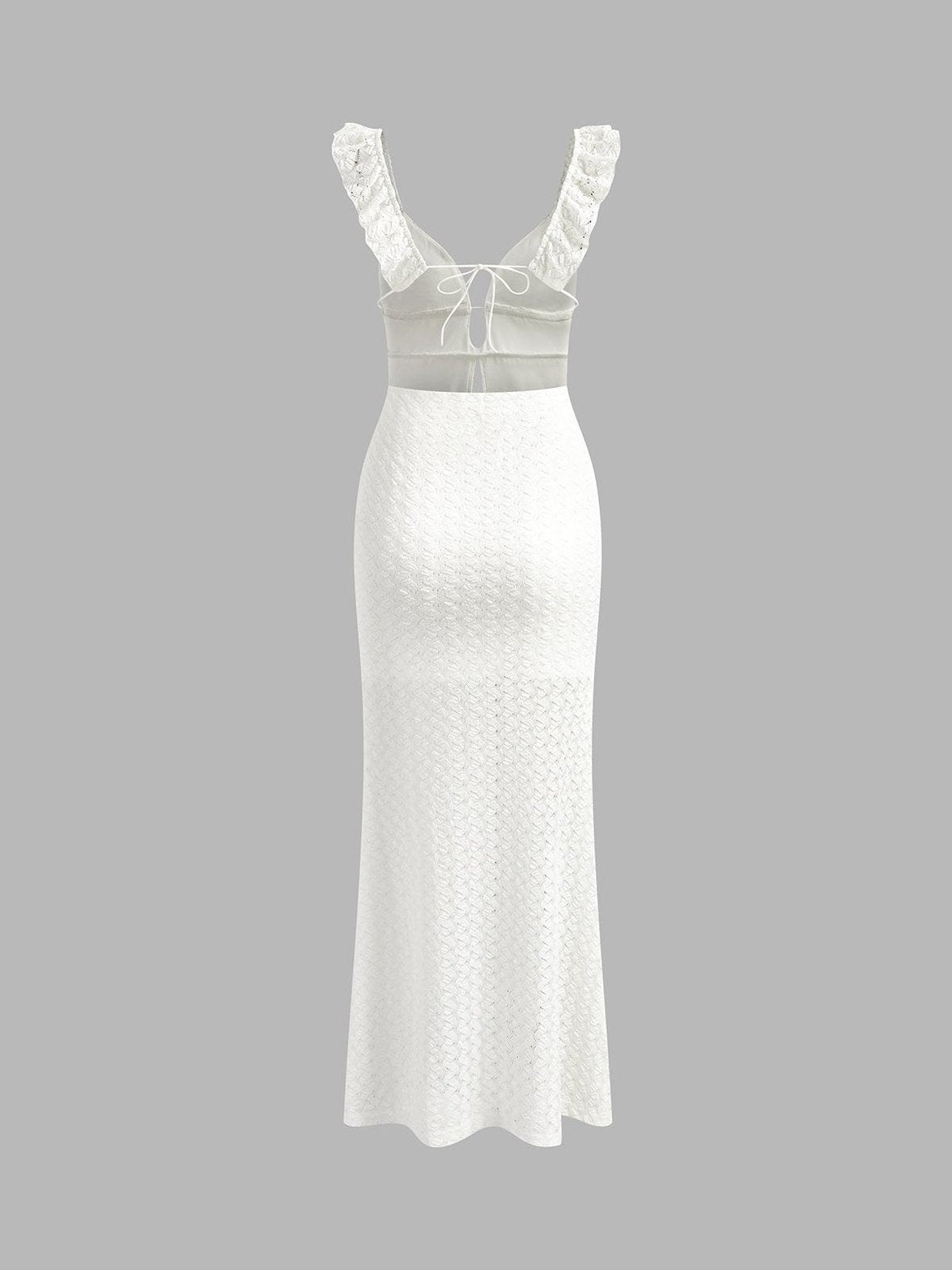 Robe longue blanche décolleté plongeant harmonie