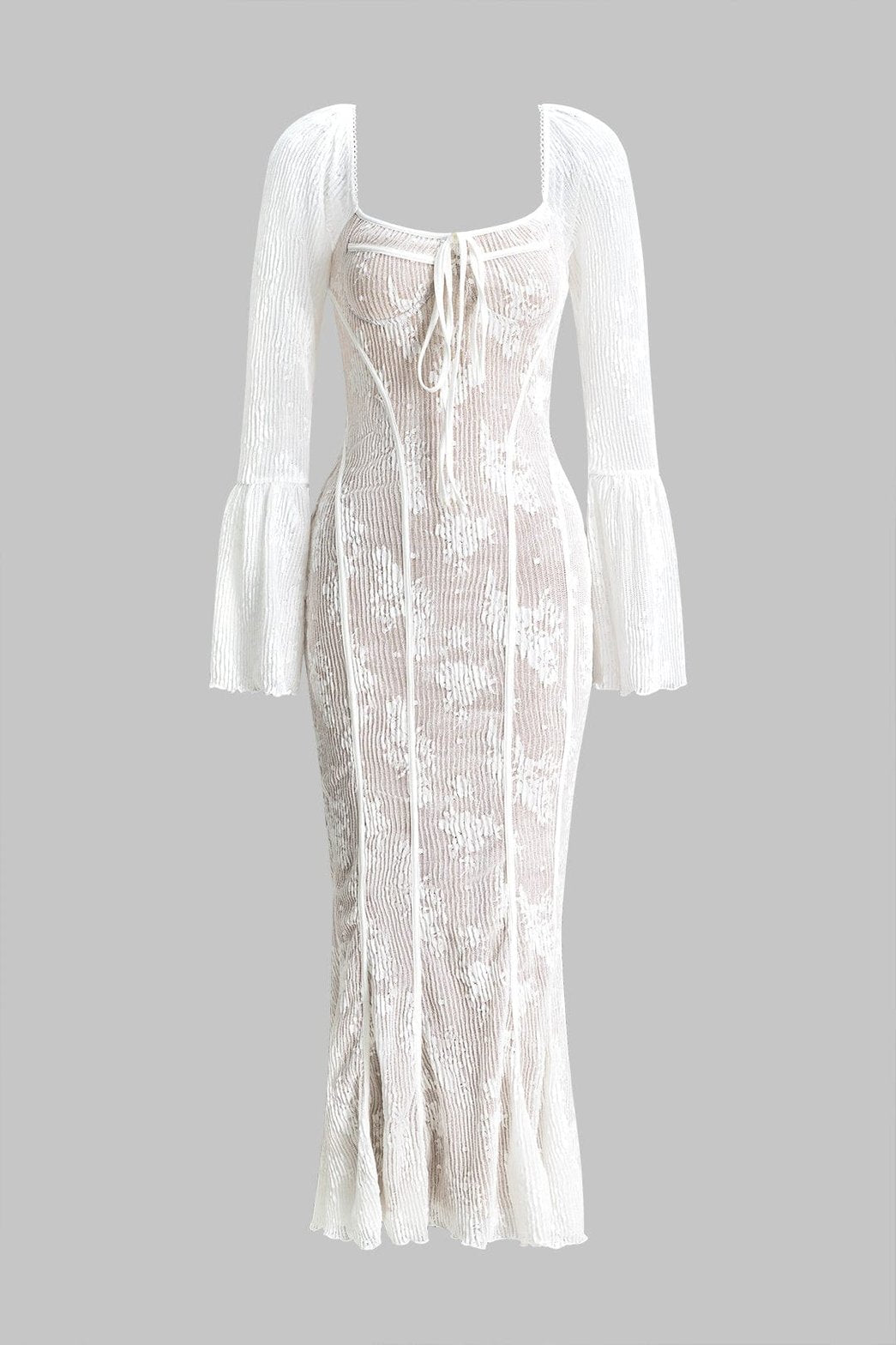 Robe longue bustier en dentelle blanche élégante cosmos