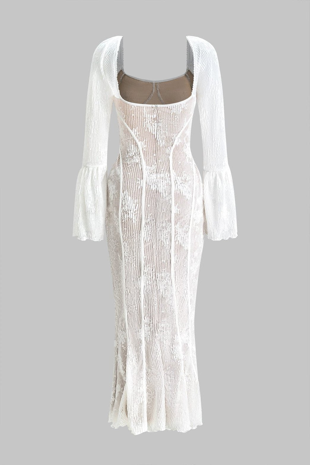 Robe bustier dentelle dos nu avec manches évasées étoile