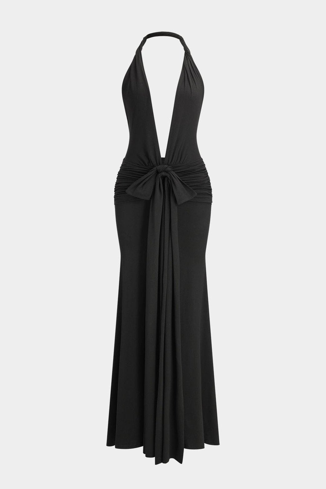 Robe longue noire dos nu élégante - Passion