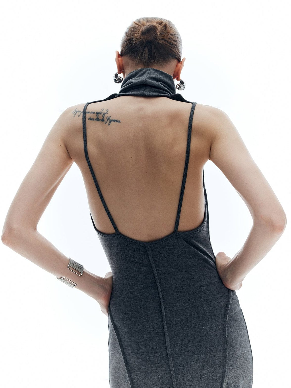 Robe maxi jersey grise vue latérale nuage