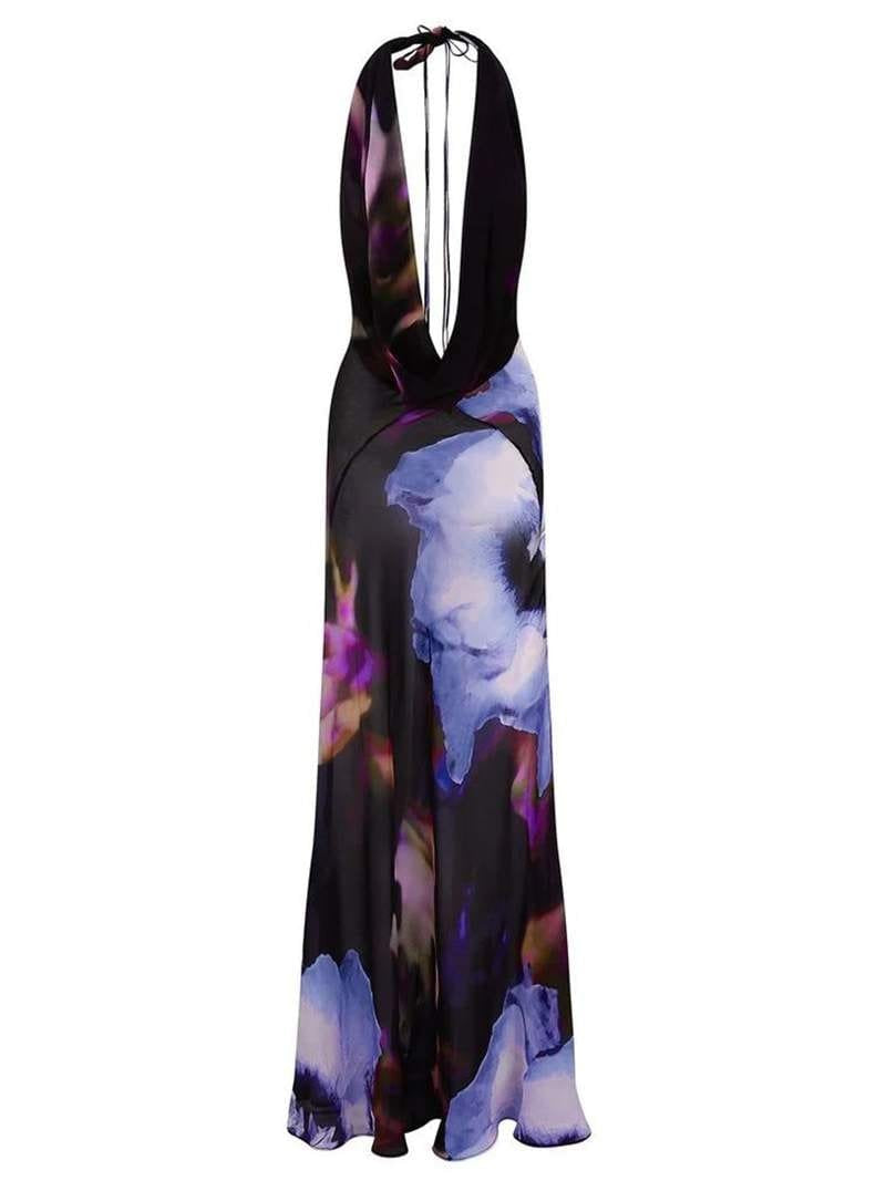 Robe longue dos nu détail coupe pluie