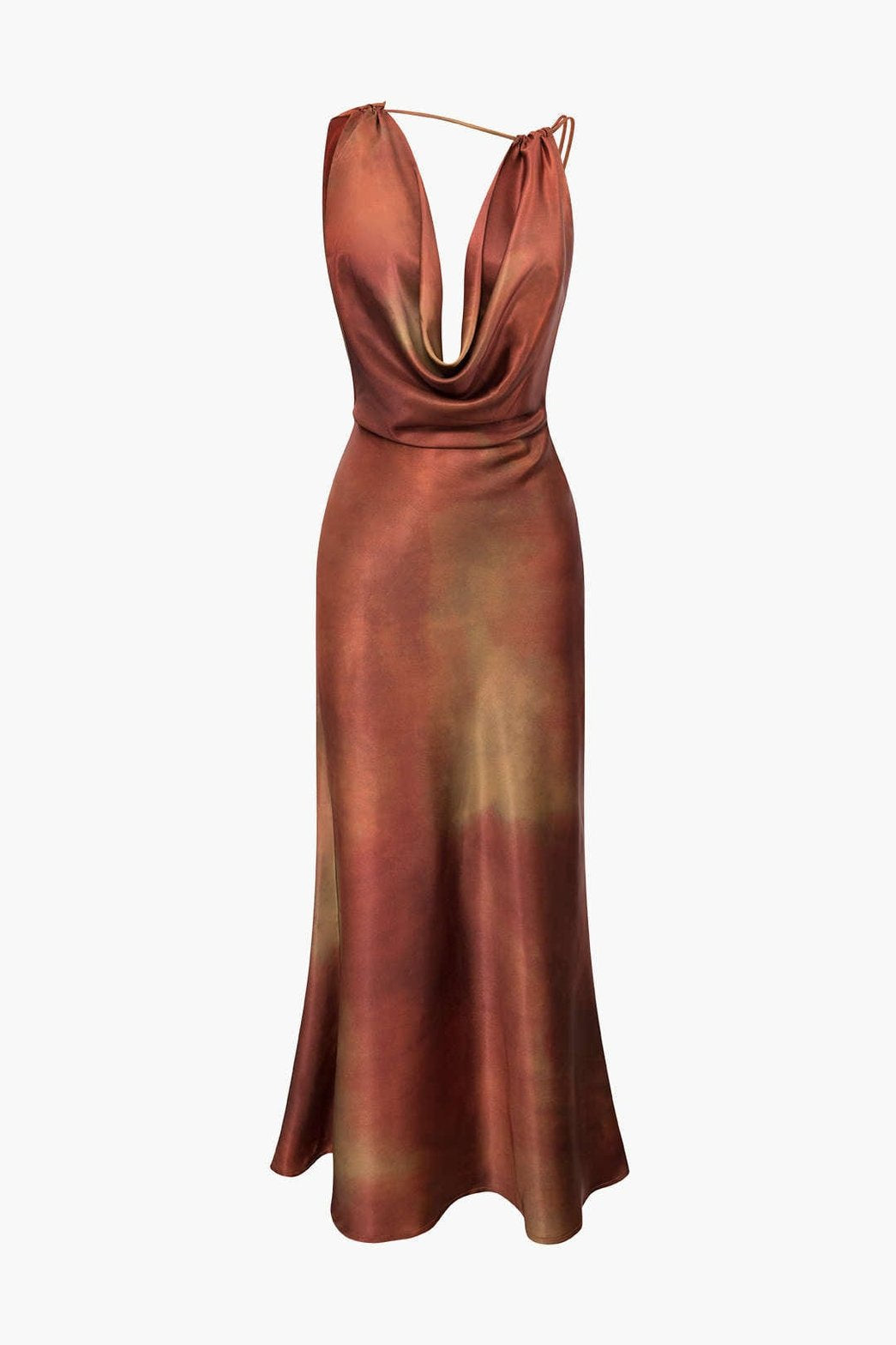 Robe longue drapée élégante bronze soleil