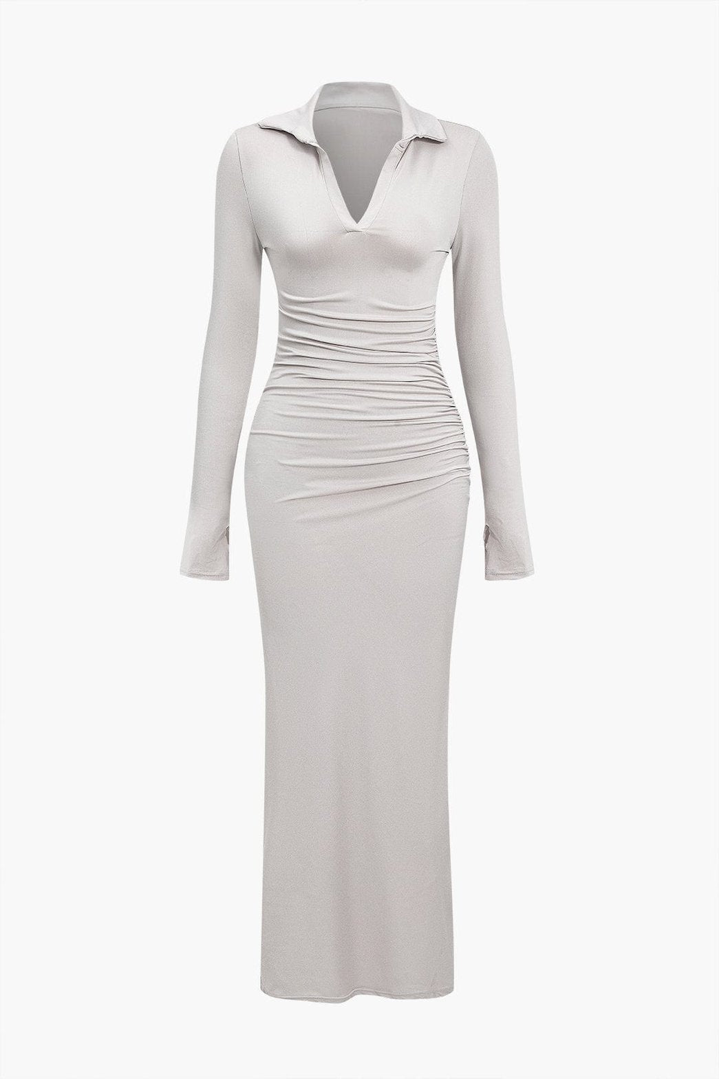 Robe longue drapée élégante avec col en V papillon