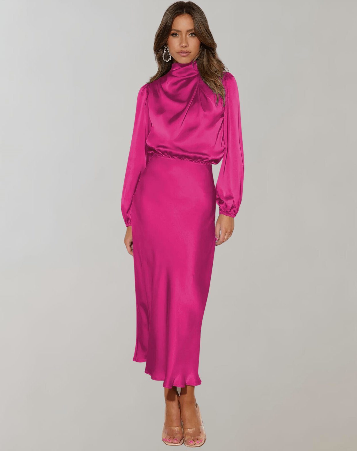 Robe satin longue vue de dos - Grâce