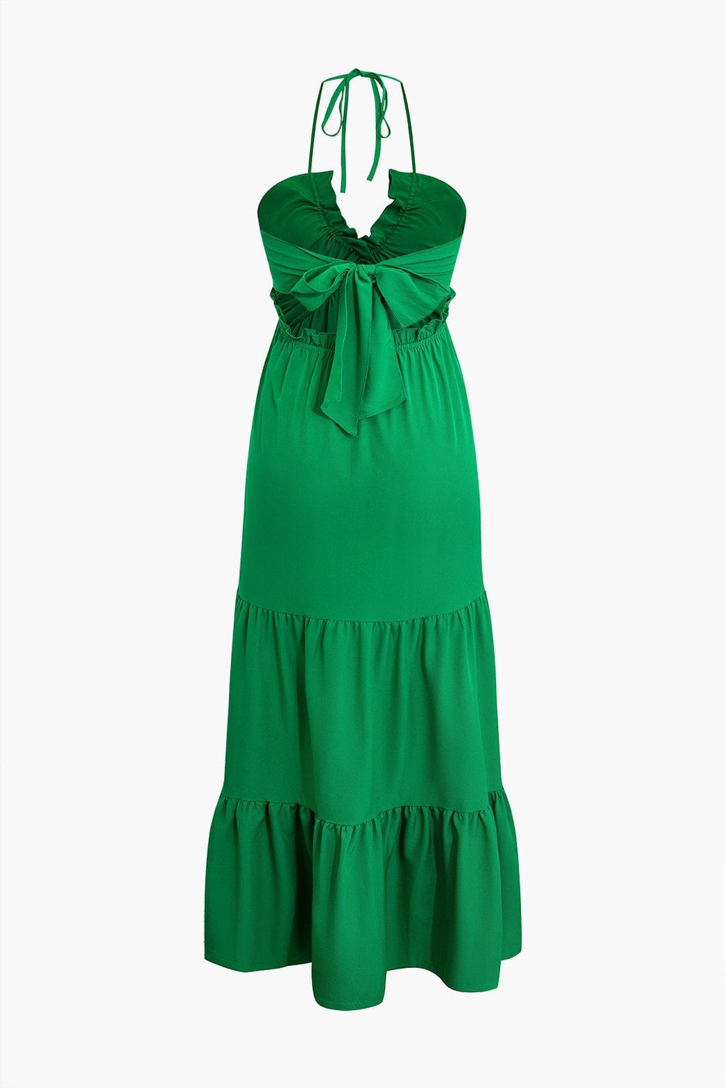 Robe longue verte festonnée vue de dos breeze