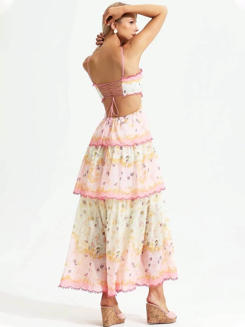 Robe longue d'été à volants étoile