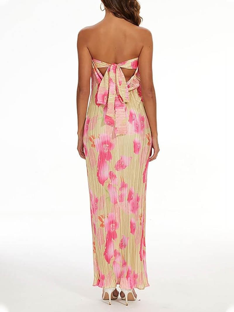 Robe bustier longue fleurie - Délicatesse