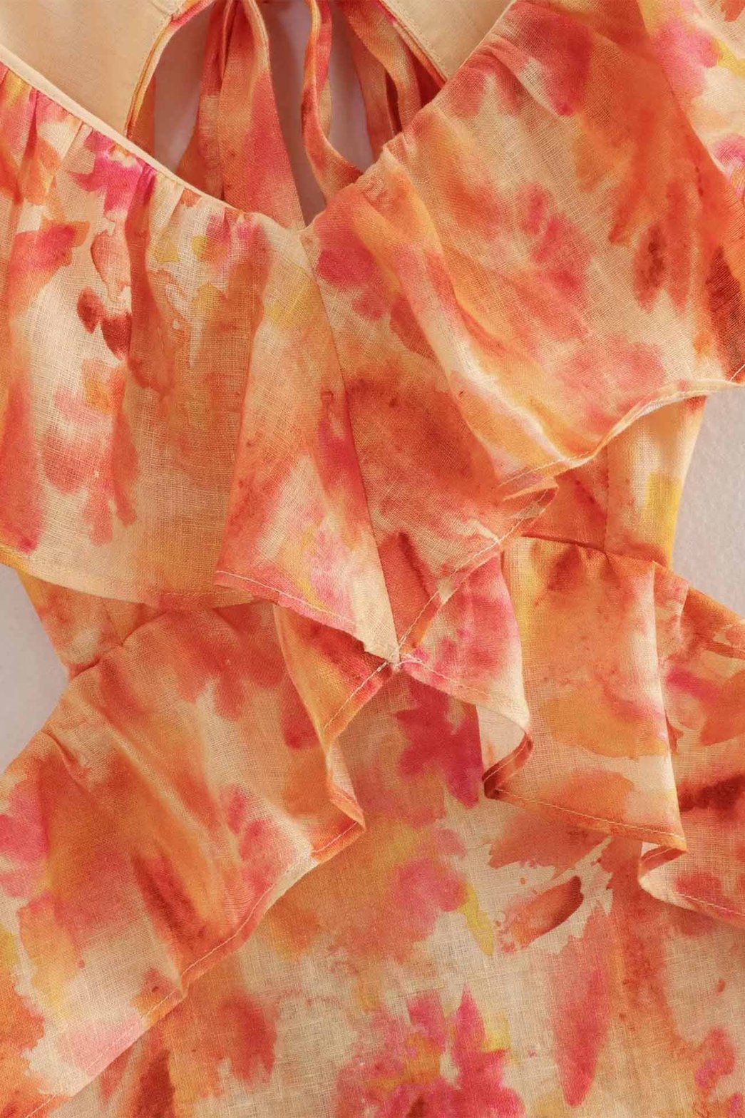 Robe longue orange vue profil aube