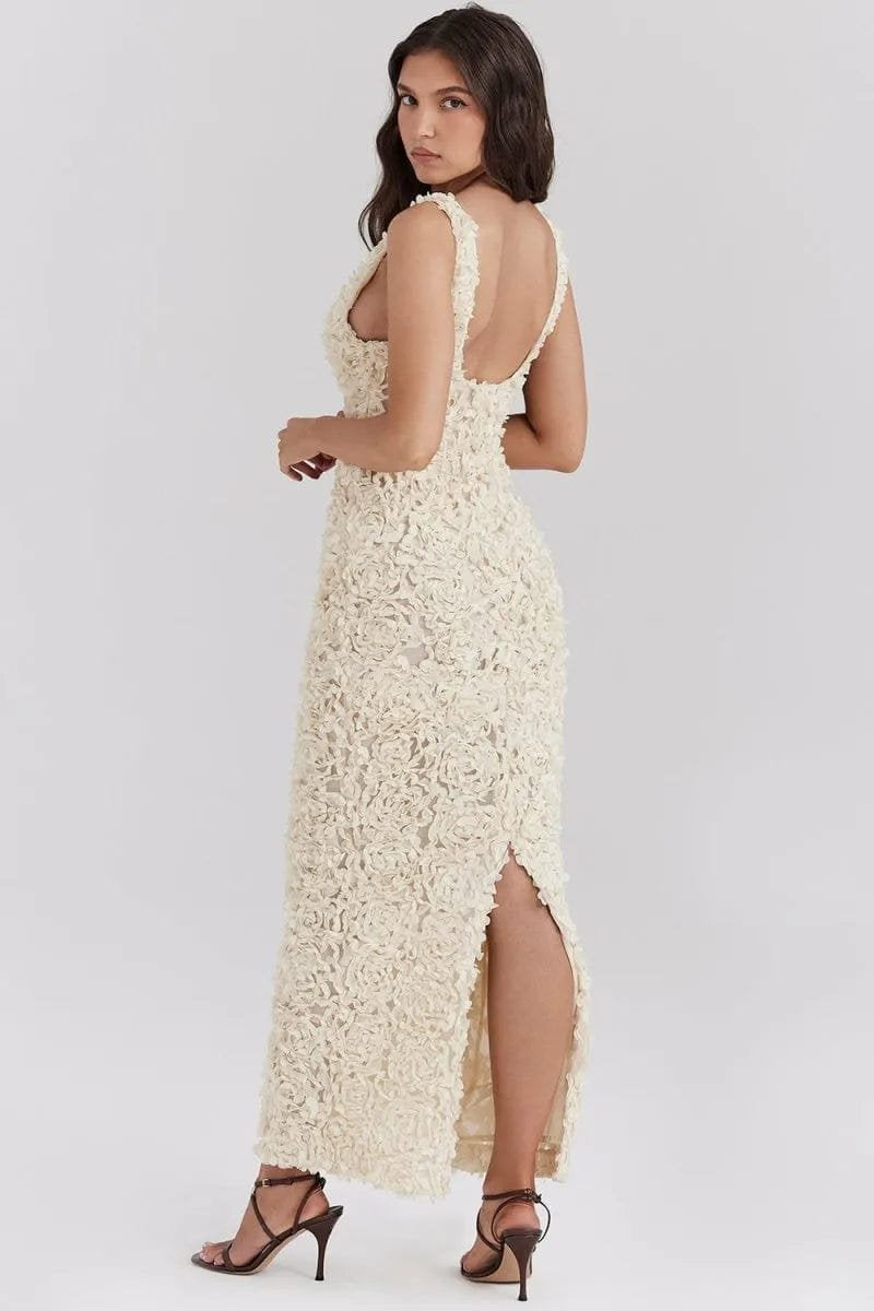 Robe longue florale vue d'ensemble nuage