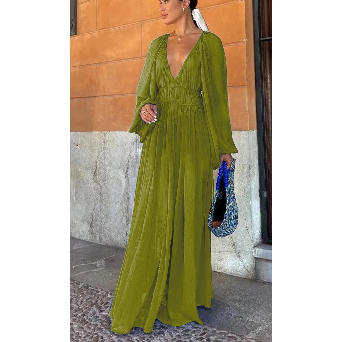 Robe longue plissée lune