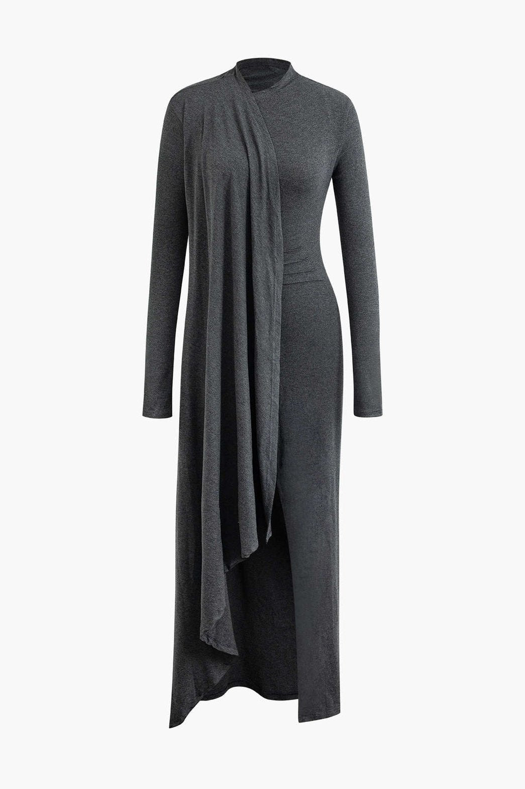 Robe moulante col rond fendue harmonie
