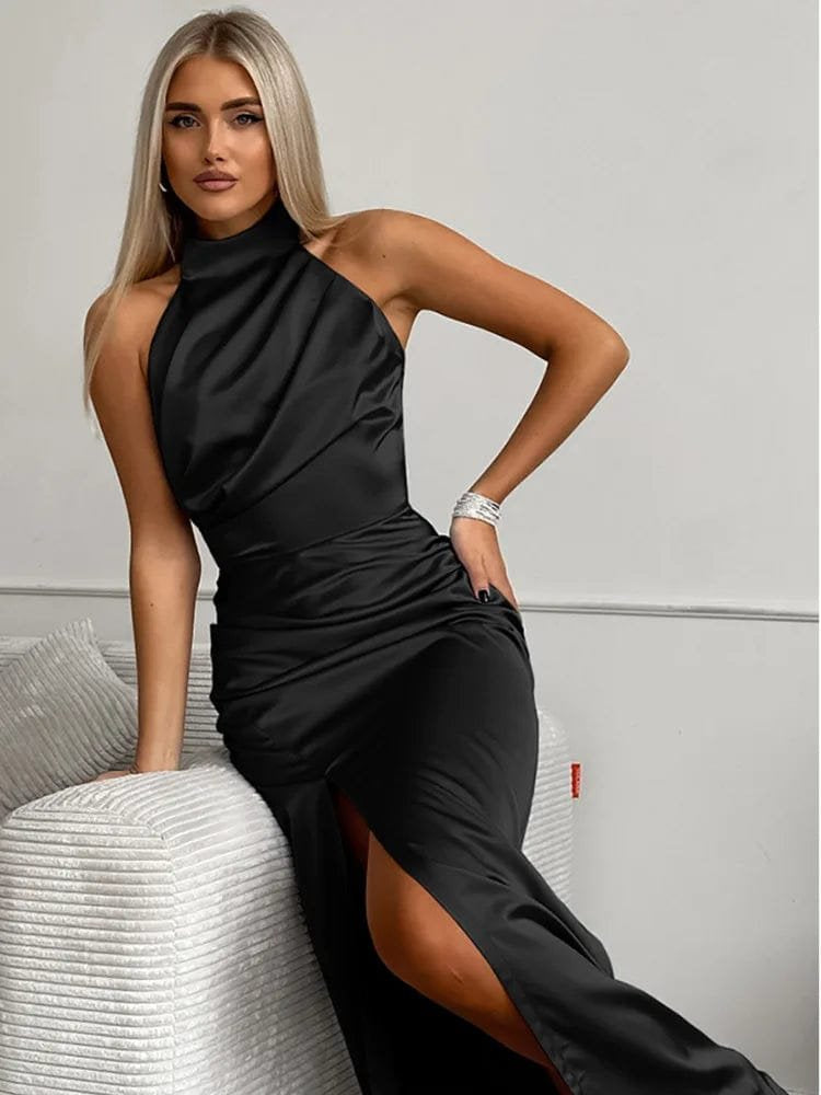 Robe longue col licou élégante océan