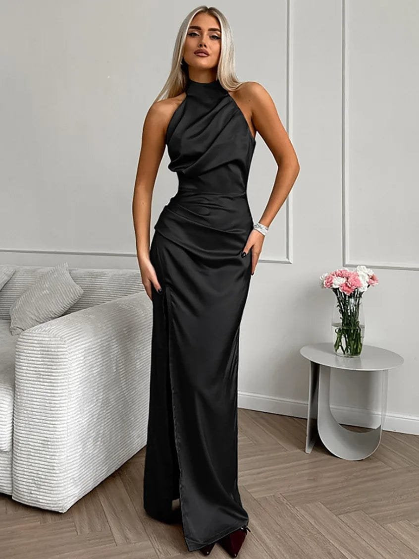 Robe de soirée fendue glamour lune