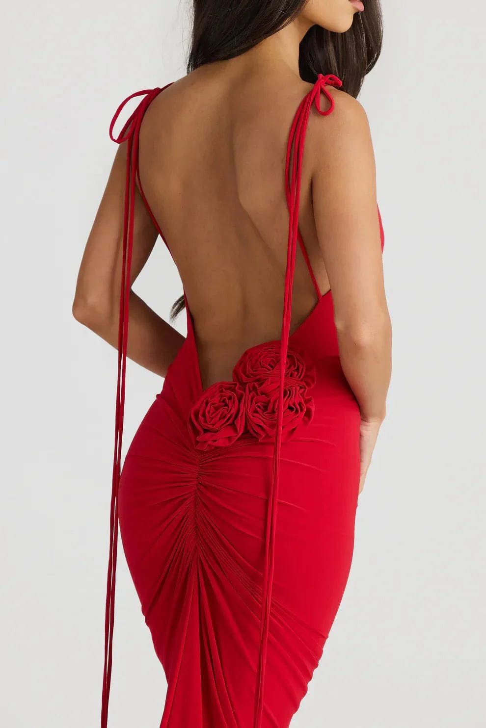 Robe longue dos nu rouge élégante - Harmonie