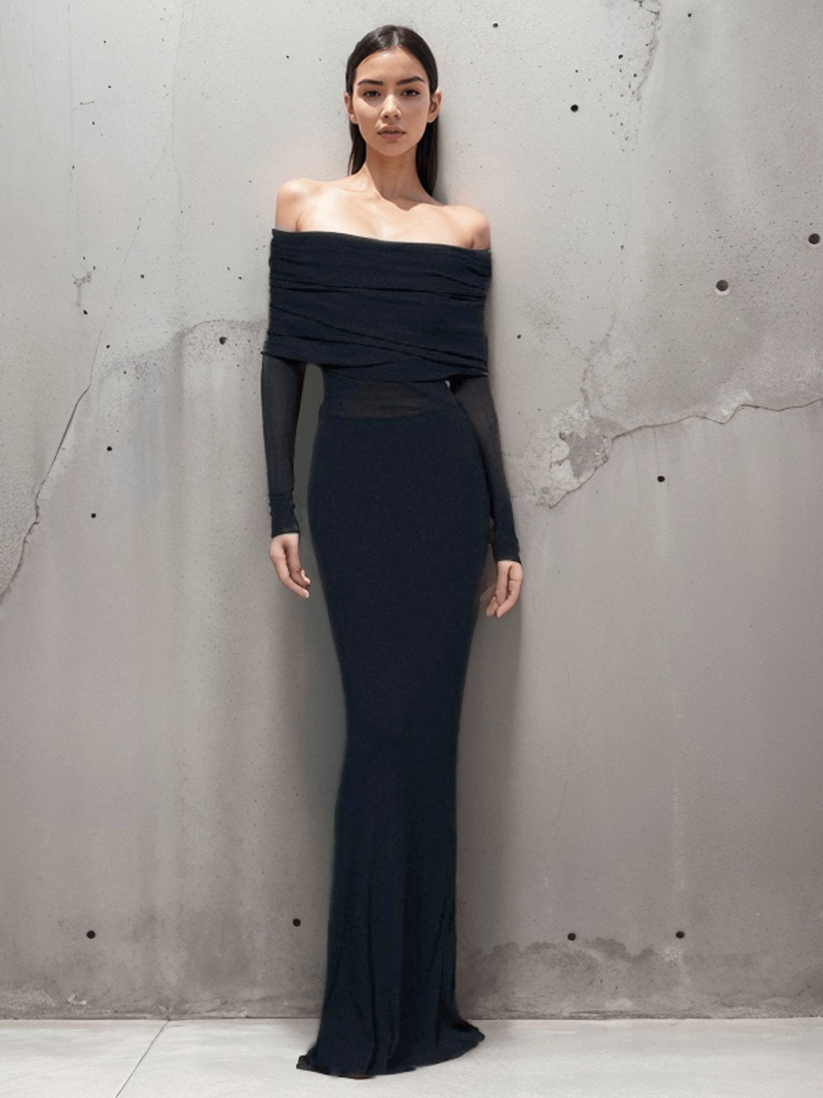 Robe longue maille fluide grâce