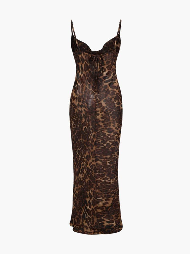Robe sirène motif léopard raffiné