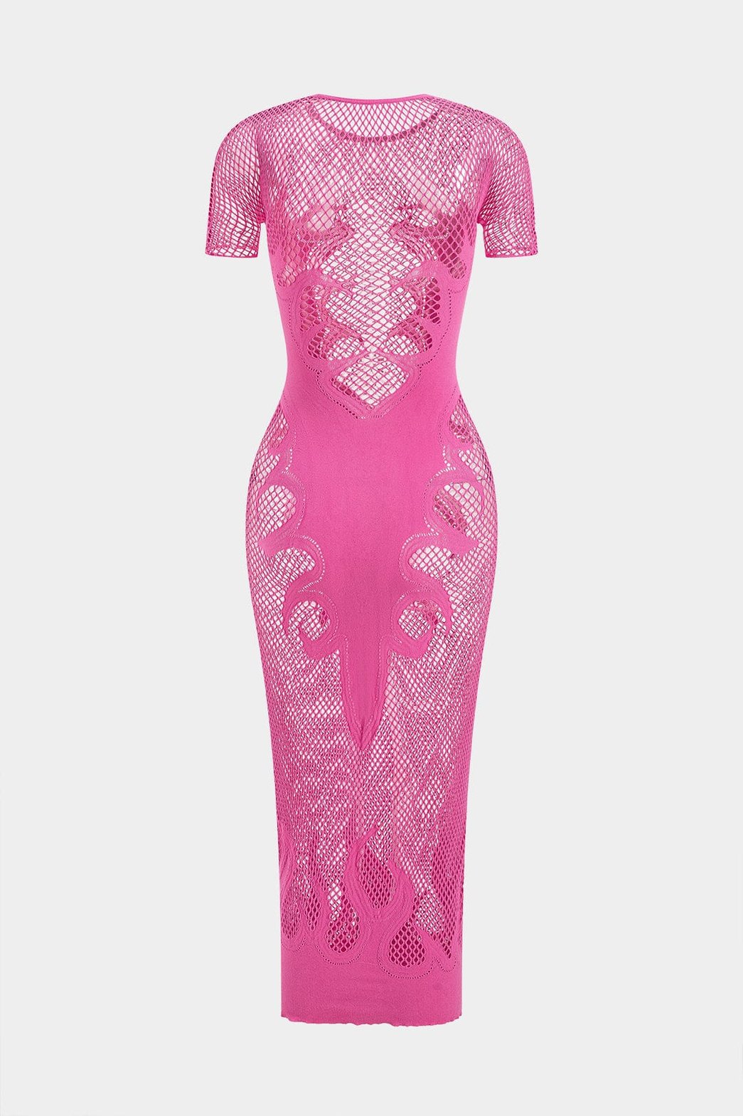 Robe maille rose transparente vue côté harmonie