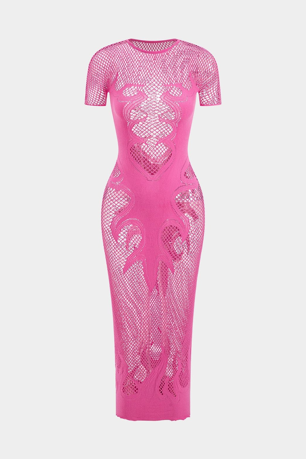 Robe maille rose transparente vue avant soleil