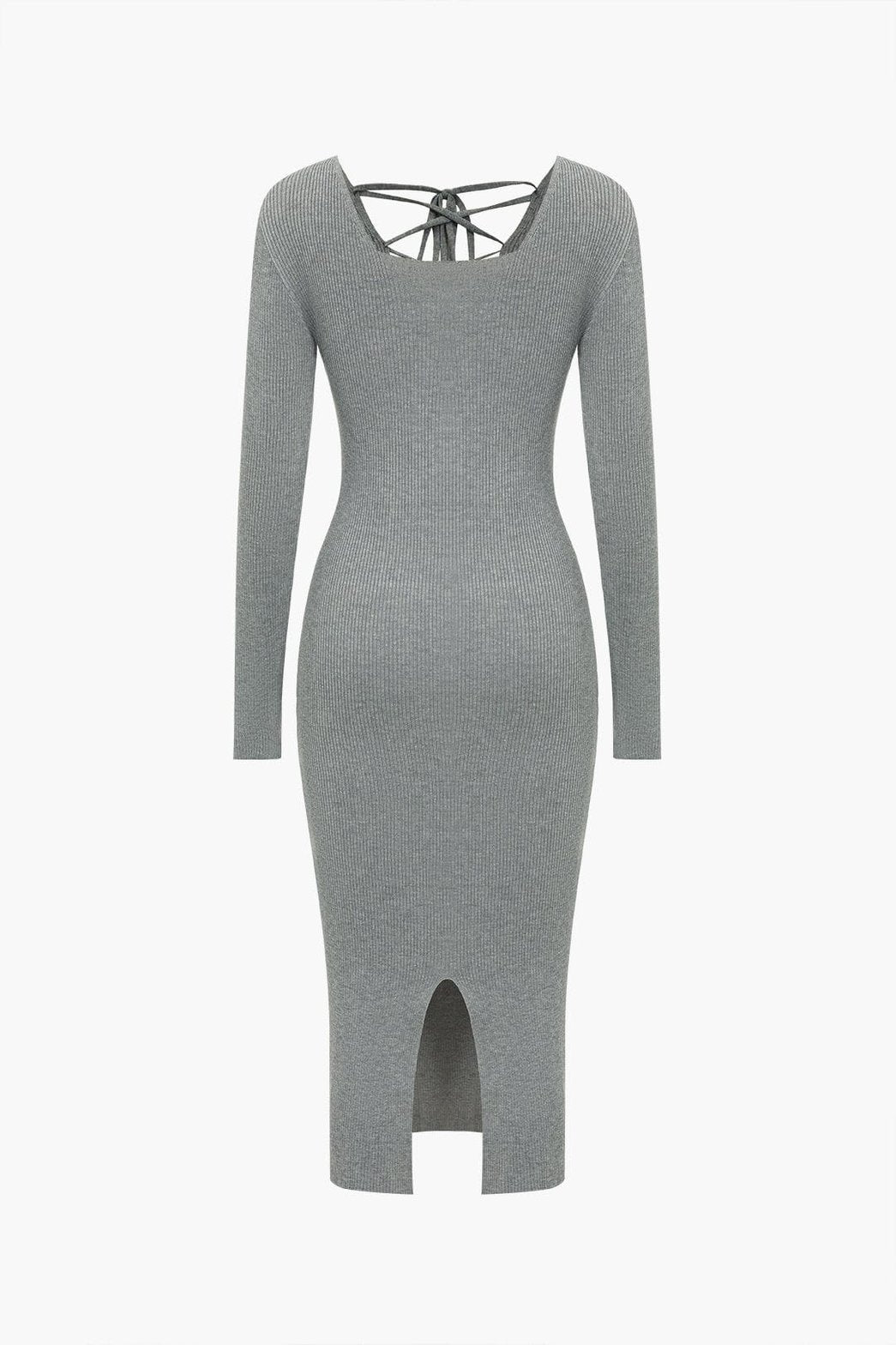 Robe longue tricotée grise vue de dos nuage